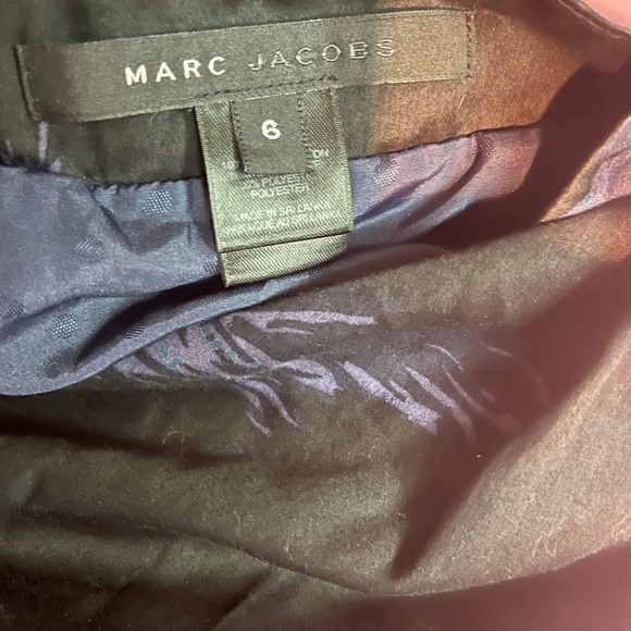 Marc Jacobs Black Purple Wrap Dress Silk Blend Cross Back Cocktail Size 6 - Picture 8 of 8